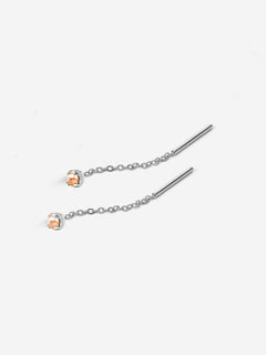boucles d’oreilles chaîne fine avec pierre champagne