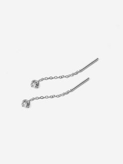 boucles d’oreilles chaîne fine avec pierre grise