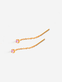 boucles d’oreilles chaîne fine dorée avec pierre lila