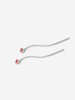 boucles d’oreilles chaîne fine avec pierre rose