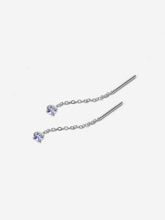 boucles d’oreilles chaîne fine avec pierre bleu