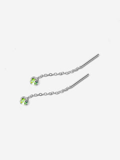boucles d’oreilles chaîne fine avec pierre chrysolite