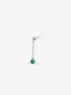 piercing chaine cristal émeraude 