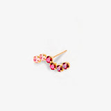 boucle d'oreille vague rose et rubis