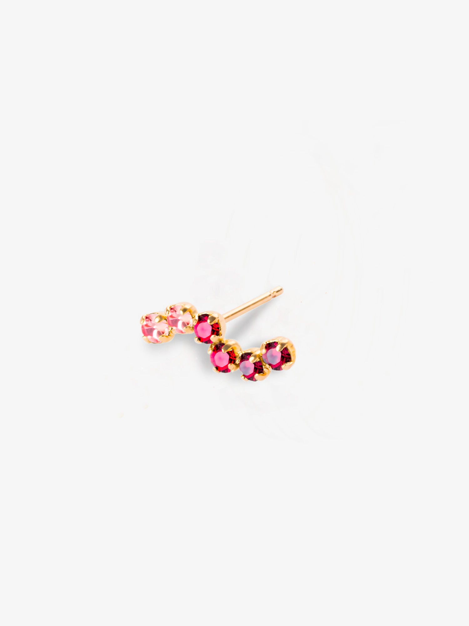 boucle d'oreille vague rose et rubis