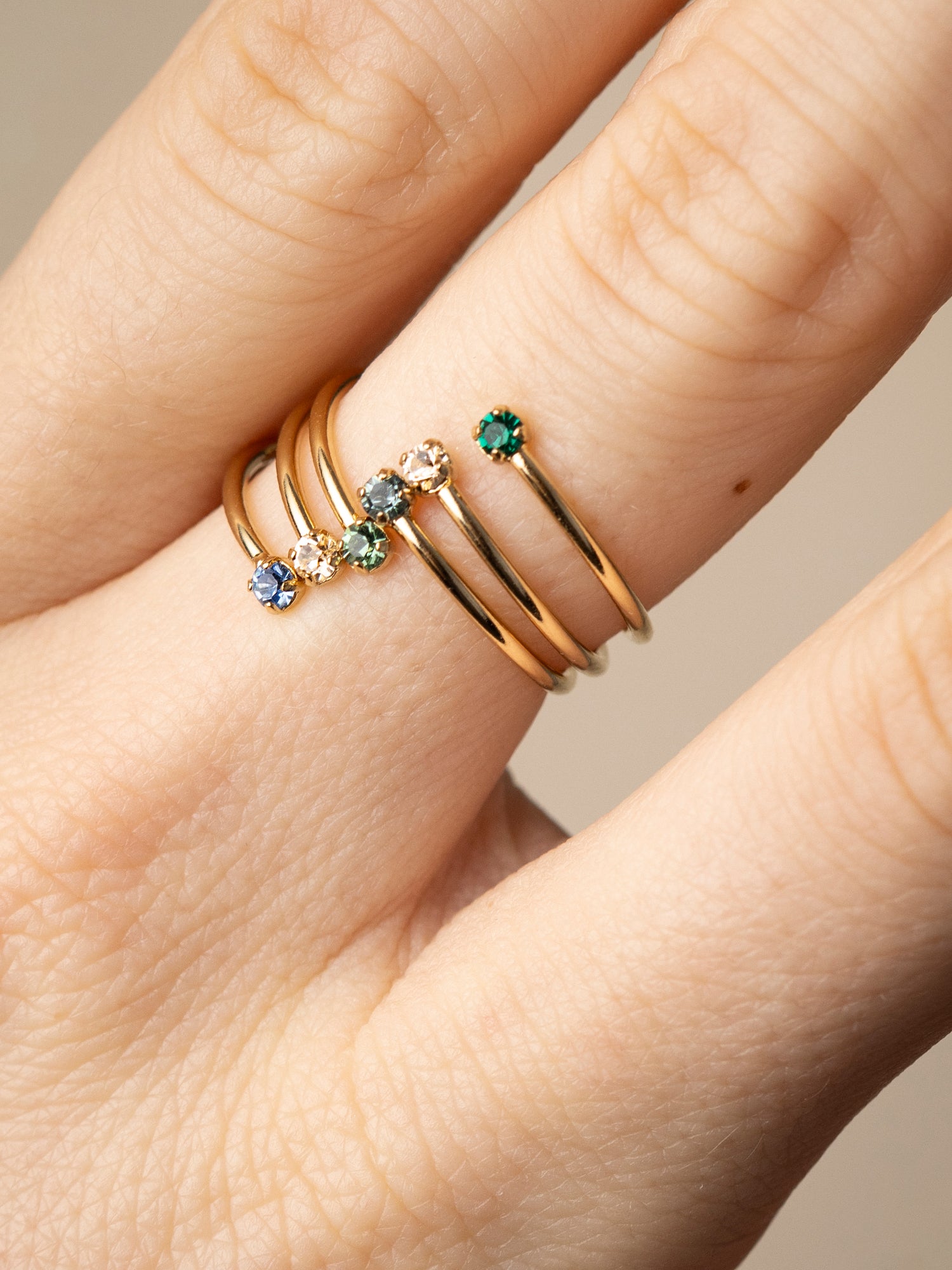 Bagues réglable double cristaux