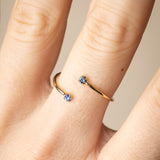 Bague réglable double cristaux bleus
