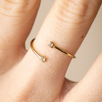 Bague réglable double cristaux blancs