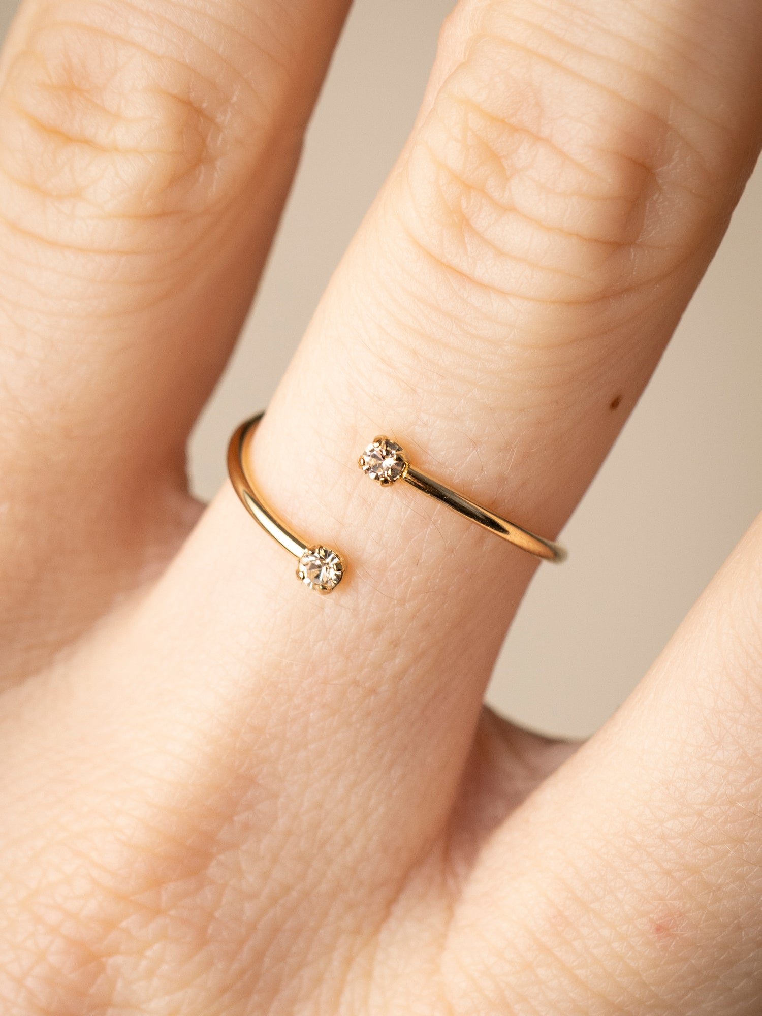 Bague réglable double cristaux blancs