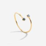 Bague réglable ouverte double cristaux bleus
