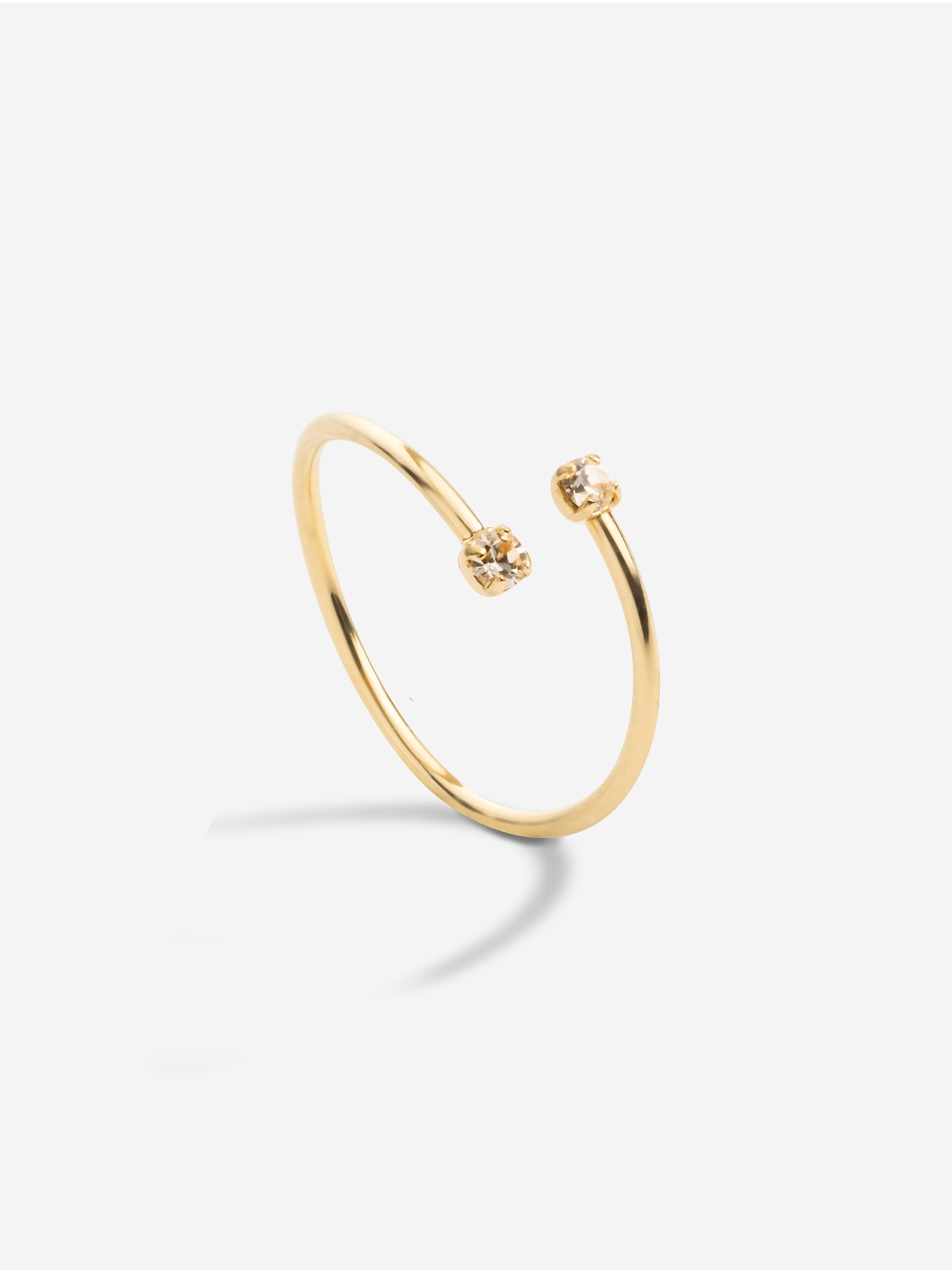 Bague réglable double cristaux blancs