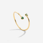 Bague réglable double cristaux verts