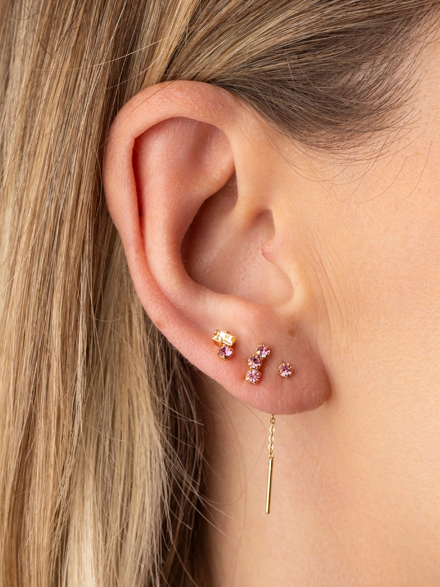 Boucles avec cristaux rose