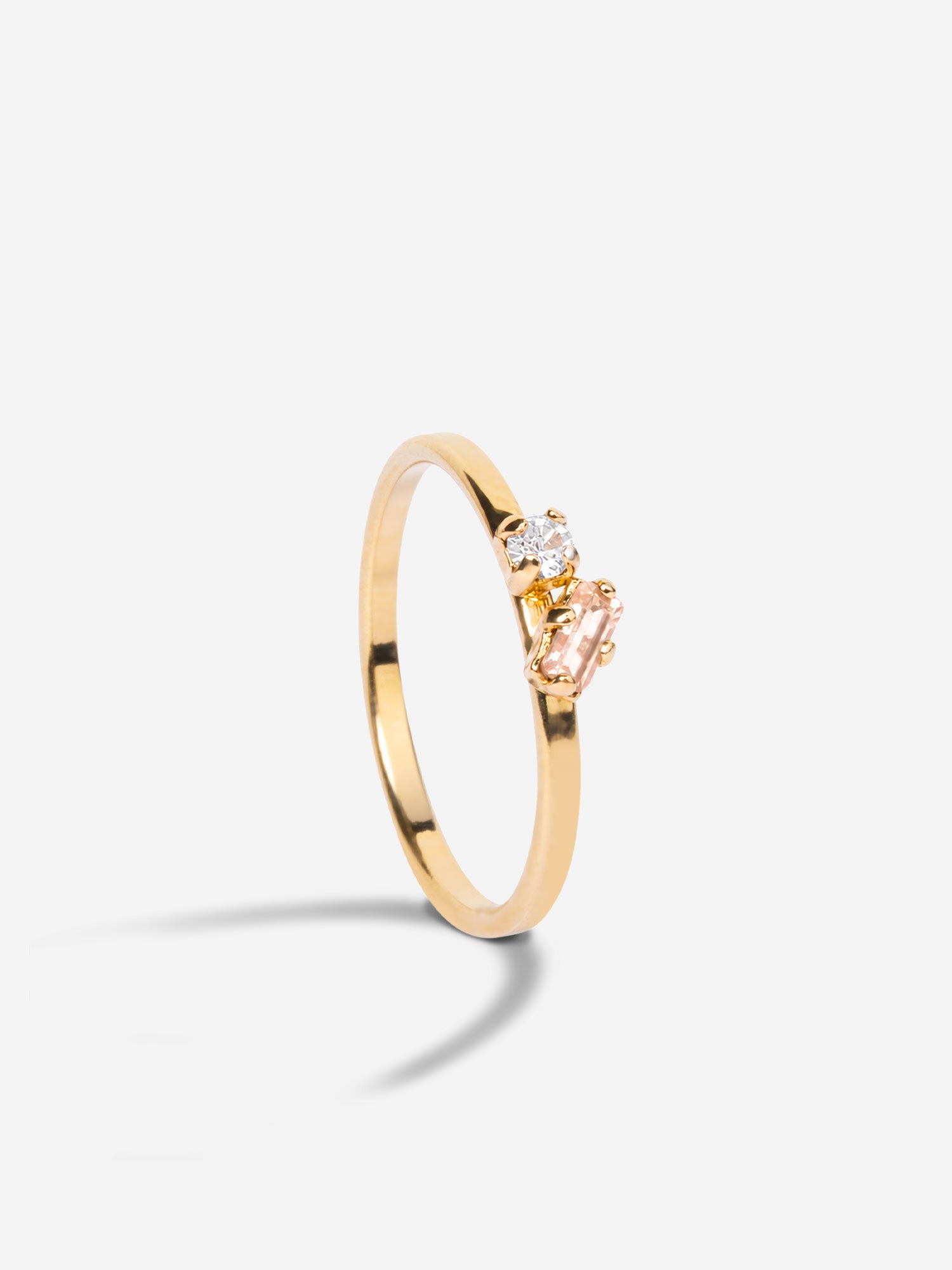 Bague fine avec duo de cristaux nude April Please