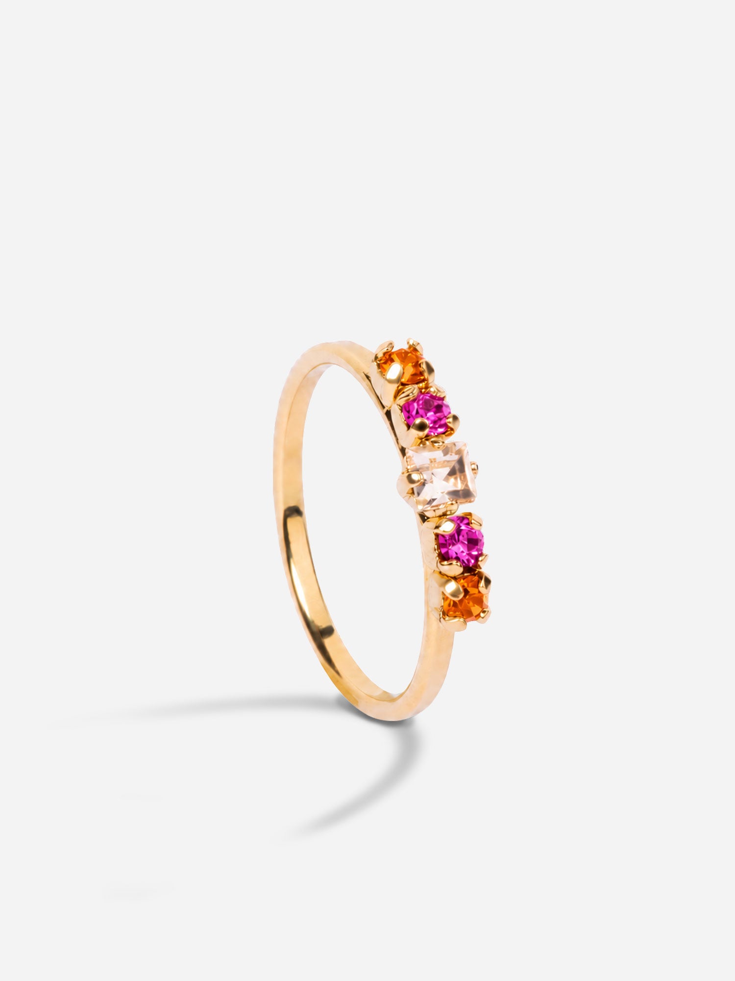 Bague pavée de cristaux rose et orangé April Please